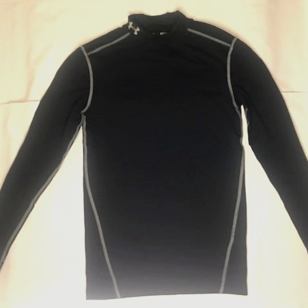 Under Armour Men's Navy Blue ColdGear Compression Mock Long-Sleeve Shirt-Medium